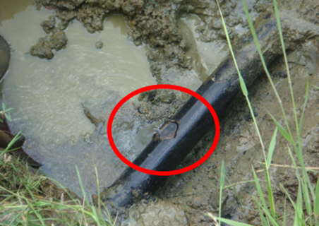 Lek op distributieleiding van watermaatschappij in Landen.